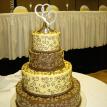 Chocolate and yellow swirls and pearls round