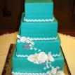 4 Square Teal with jewels, white trim and flowers